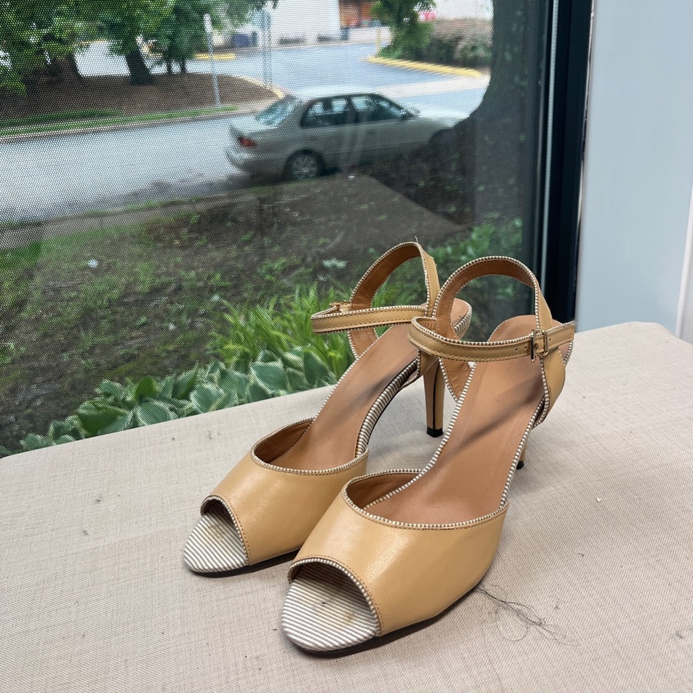 Elegant Tan Peep-Toe Heels